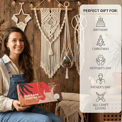 MIGO Creates Macrame Kits for Adults Beginners with 112 Macrame Supplies and 7 Projects Book: DIY Macrame Kit Includes 165 Yards Macrame Cord with Craft Supplies & Materials to Start Macrame! - Image 6