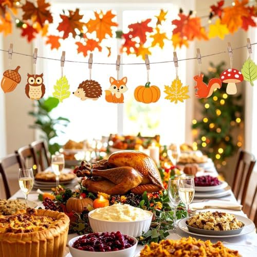 80PCS Wooden Fall Ornaments to Paint Thanksgiving Decorations, 10 Styles DIY Blank Autumn Unfinished Wood Maple Leaves Turkey Pumpkin Halloween Cutouts Ornament for Crafts Birthday Party Gifts Hanging - Image 5