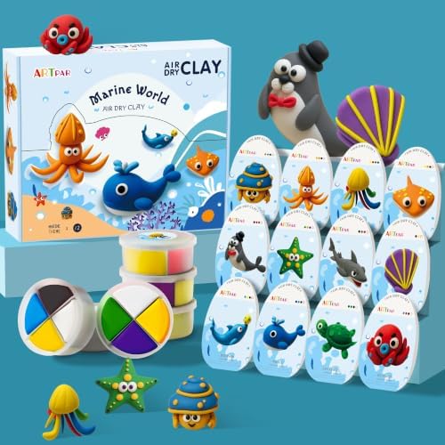 ARTPAR Air Dry Clay Kit for Kids,12 Marine Animals‌ Modeling Magic Clay Set by ARTPARencourageKidsexplorationartandcrafts