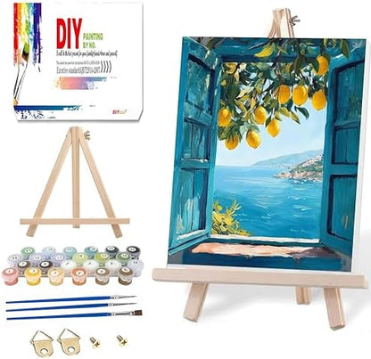 Ausanrl Lemon Framed Paint by Numbers Kit for Adults Wooden Easel 12x16inch by Ausanrl