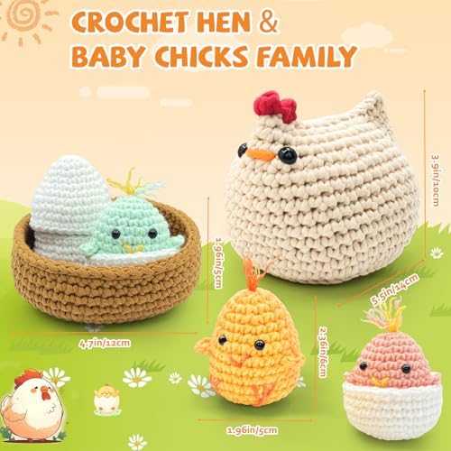 SGIBYN Crochet Kit for Beginners, Chicken Animals Amigurumi Set with Video - Image 2