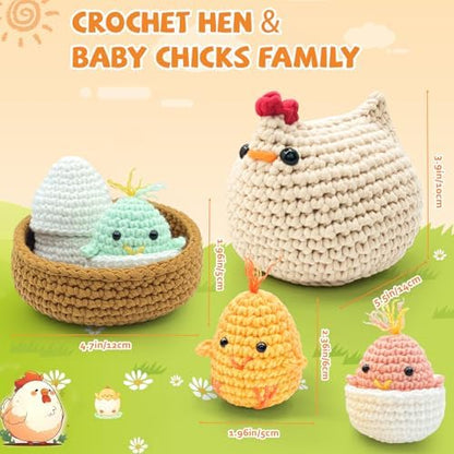 SGIBYN Crochet Kit for Beginners, Chicken Animals Amigurumi Set with Video - Image 2