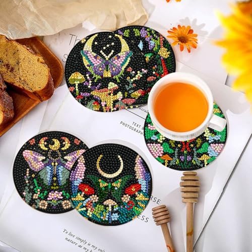 EWJRNSF 10 PCS Butterfly Diamond Art Coasters Kit with Holder for Adults - Image 4