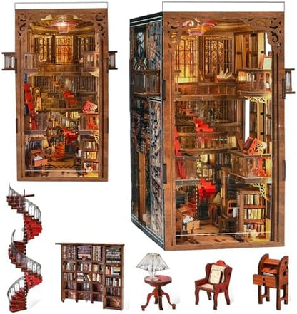 MiniCity Book Nook Kit for Adult, Wooden Miniature House with Dust Cover by MiniCity