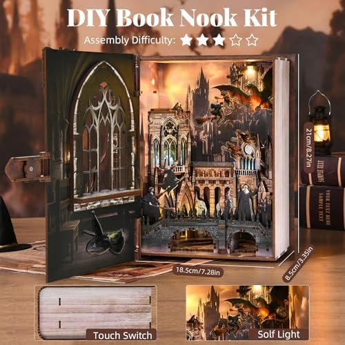 Introduction to Magical Flight Book Nook Kit, 3D Wooden Puzzle with LED - Image 3