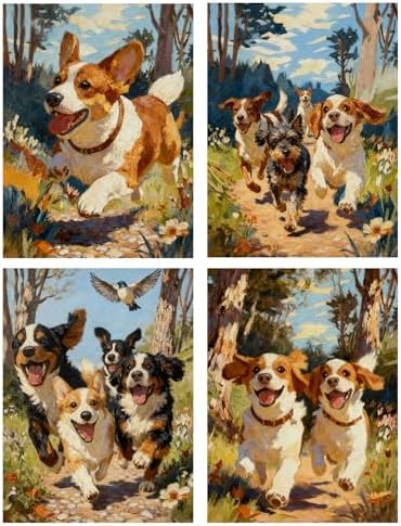 DOTSOPS 5D 4 Pack Dog Diamond Painting Kits for Adults Diamond Art Kits by DOTSOPS