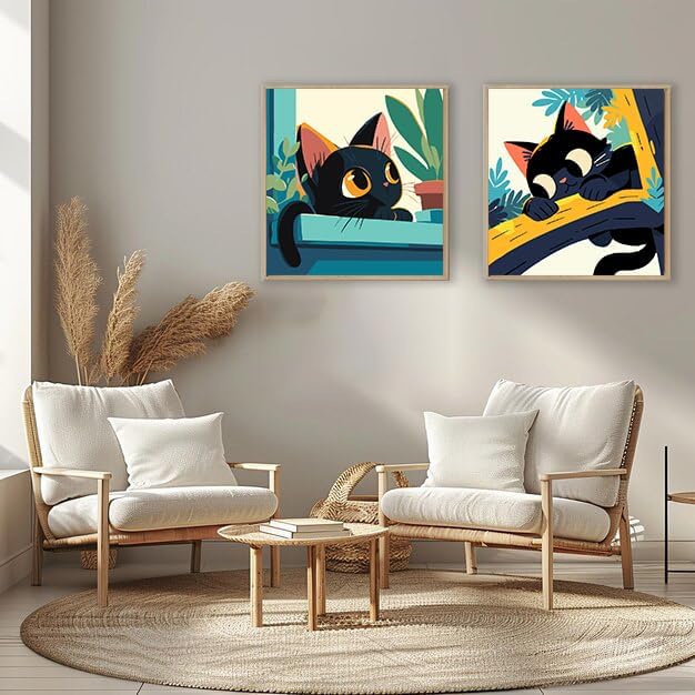 KYOQFVN Paint by Numbers Kit for Adults Framed - Black Cat Paint by Numbers for Adults with Frame, DIY Acrylic Easy Painting by Numbers for Home Wall Decor 8x8inch - Image 4