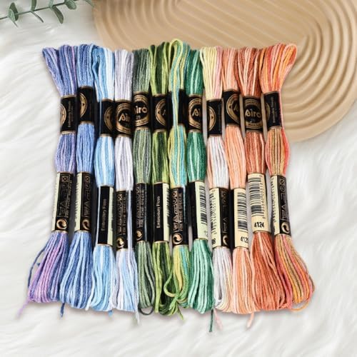 12 Skeins 105 Yards Cross Stitch Floss Variegated Friendship Bracelet String 6 Ply Polyester Colorful Gradient Embroidery Thread for Sewing Making Needlecraft Knitting Clothes Stitching DIY - Image 7