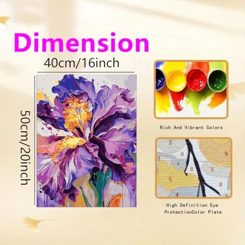 Iris Flower Paint by Numbers Kits for Adults Beginner 16 X 20 inch - Image 5