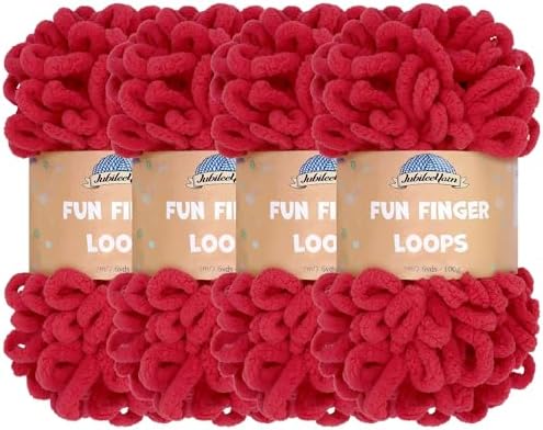 JubileeYarn Fun Finger Loops Yarn - Scarlatta - 4 Skeins by BambooMN
