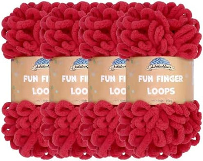 JubileeYarn Fun Finger Loops Yarn - Scarlatta - 4 Skeins by BambooMN