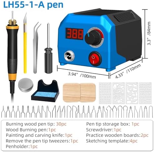 FIRElood LH55-1 wood burning kit,wood burning tool,digitally adjustable temperature wood burner kit,professional wood burner tool kit for adults beginners craft,pyrography pen (LH55-A pen) - Image 2