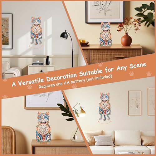 3D Puzzles for Adults Wooden Cat Clock Craft Kits with Pendulum - Image 6