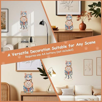 3D Puzzles for Adults Wooden Cat Clock Craft Kits with Pendulum - Image 6