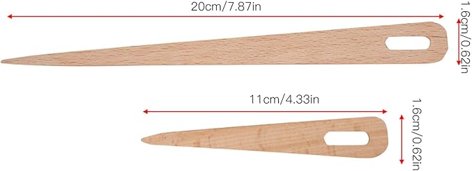 Kodrily 5PCS Weaving Needles, Big Eye Wood Weaving Tools Set, Beech Knitting Fork, DIY Hand Knitting Wood Tool, Portable Needles Weaving Sticks for Crafts Sewing Weaving Yarn