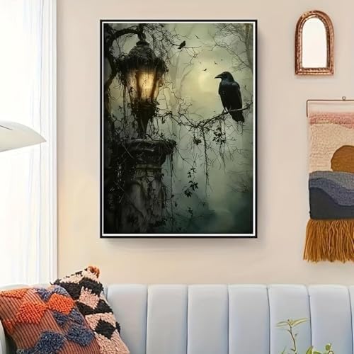 Halloween Crow Paint by Numbers Kit for Adults Canvas, Frameworkless - Image 4