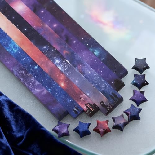 2160 Sheets Origami Star Paper Strips with 4 Different Designs, Origami Star Paper Strips Lucky Star for DIY Arts Crafting, Handicrafts (32 Color) - Image 3