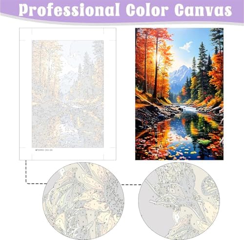 MaiMMaledy Paint by Numbers Kit for Adults Beginners Canvas Pictures with Framed Drawing Painting Acrylic Pigment with Wooden Triangle Easel Colorful Natural Scenery 8Wx12L inch - Image 3