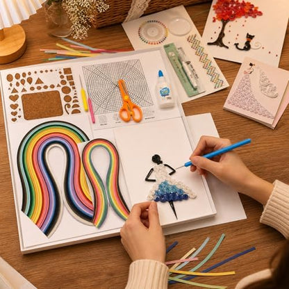 JununGao Quilling Kit for Adults,680 Quilling Paper Strips with Tools, Includes Colored Quilling Strips, Patterned Drafts, Tweezers, and Other Tools,DIY Paper Art Crafts for Hobbyists. - Image 3