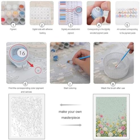 Paint by Numbers Kit for Adults Beginner Art Decor Mint Garden Floral - Image 3
