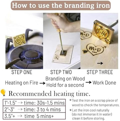 Custom Wood Branding Iron, Personalized Leather Branding Iron Stamp, Wedding Gift, Handcrafted Design, Wooden Works Design (4") - Image 3