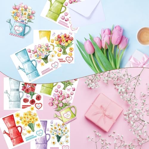 Gueevin 18 Set Watering Can Blossoms Card Making Kit Floral DIY Craft Kits - Image 6