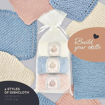 Thoughtful Stitch Knitting Kit for Beginners Adults & Kid Friendly- Complete Knitting Kit - Learn to Knit Yarn Set with Tutorial Book for Adult Hobbies - 100% Cotton Wool & Bamboo Knitting Needle - Image 2