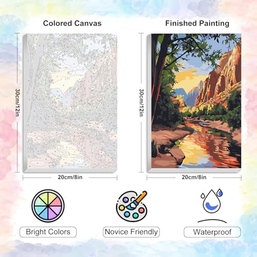 4 Pack Framed Paint by Numbers Kit for Adults National Park, Wooden Easel - Image 3