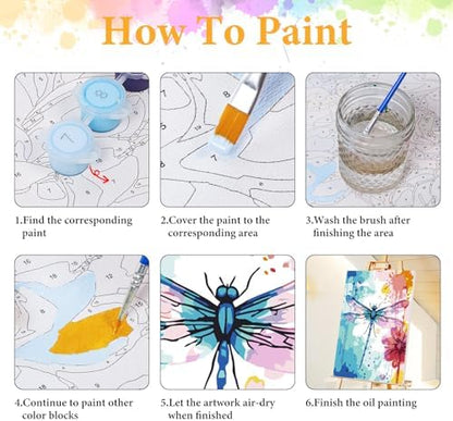 Framed Paint by Numbers Kit for Adults, Dragonfly & Flower Decor 8x12 Inch - Image 6