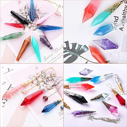 Suhome Crystal Resin Molds,15 PCS Silicone Molds for Resin, Pendulum Resin Pendant Molds for Making Necklace, UV - Image 2