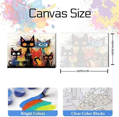 Cat Paint by Numbers Kit for Adults Framed Canvas,Animal Painting by Numbers Kits with Frame on Canva for Beginner,DIY Watercolor Oil Painting Frame for Birthday Gift Relax Decor for Home Wall. (cat1) - Image 2