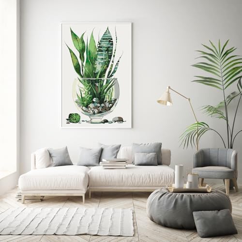 Paint by Numbers Kit for Adults Beginner with Wooden Frame, Plants Framed Adult Paint by Number Kits on Canvas, DIY Easy Acrylic Watercolor Oil Paint by Number for Adults for Home Decor Gift 8x12 Inch - Image 7
