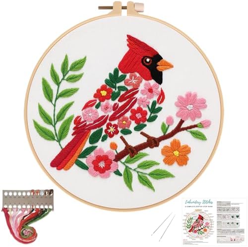 Louise Maelys Cardinal Embroidery Kit, Cross Stitch Kit for Beginne by LouiseMaelys