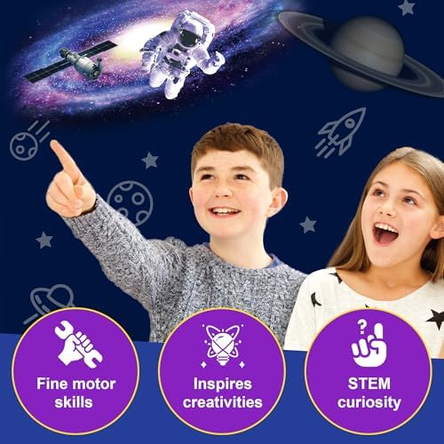 4M - STEAM Space Exploration - Build & Paint Solar System Planetarium Model, Assemble Space Toys Projector with Slides, Includes Glow Stars & Poster - Educational Science Planet Toys Kit, Kids Ages 5+ - Image 7