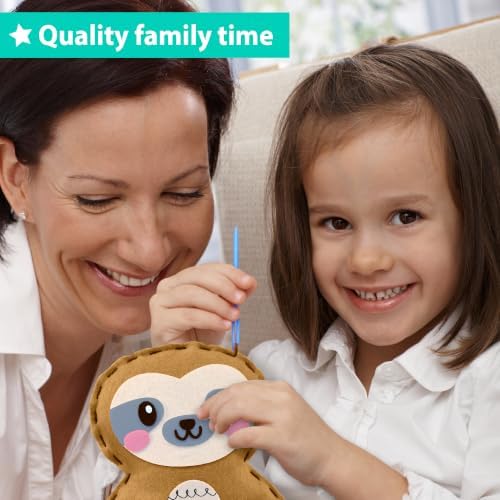 KRAFUN Beginner Sewing Kit, Sew Sloth & Leaf, Pre-Cut Felt, Kids Ages 5+ - Image 6