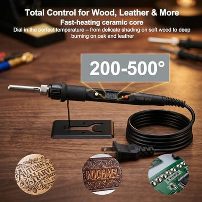 Professional Wood Burning Kit, 60 Pcs Adjustable Temperature Wood Burning Pen Set - Ultimate DIY Wood Burning Tool in Premium Metal Case, Ideal Gift for Pyrography, Wood, Leather, Carving, Soldering - Image 3