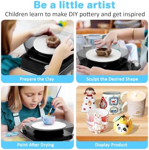 Pottery Wheel for Kids - Complete Pottery Kit & Tools for Beginners, Plug-in Rechargeable Battery, Upgraded Detachable Turntable Adjustable Speed, DIY Clay Maker for Kids 9-12 (Black, Patented) - Image 6