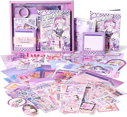 Auguro Scrapbook kit for Girls A6 Grid Kawaii notebooks Stationery Junk Journal Kit Scrapbooking Supplies kit Craft DIY Gift for Adult Teen Girl Cute Bullet Journal by Augurosellspaperstationeryandscrapbookingsupplies