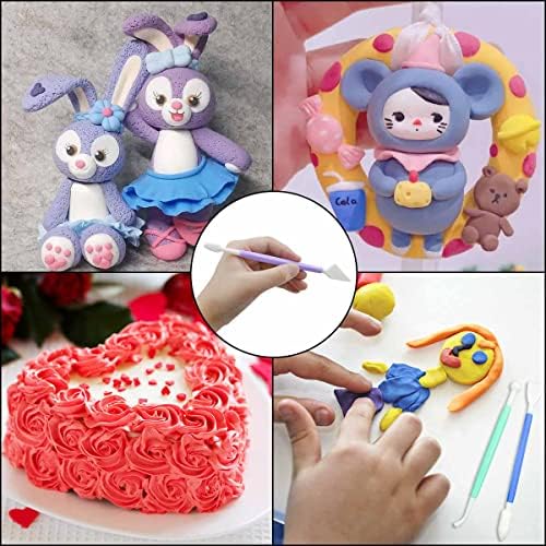 8 Pieces Plastic Clay Modeling Tools Set Ceramic Tool Kit for Sculpting Plastic Polymer Clay Shaping Tool for Kids Double-Head Suitable for DIY Crafts Cake Carving Decorating (Assorted Colors) - Image 2