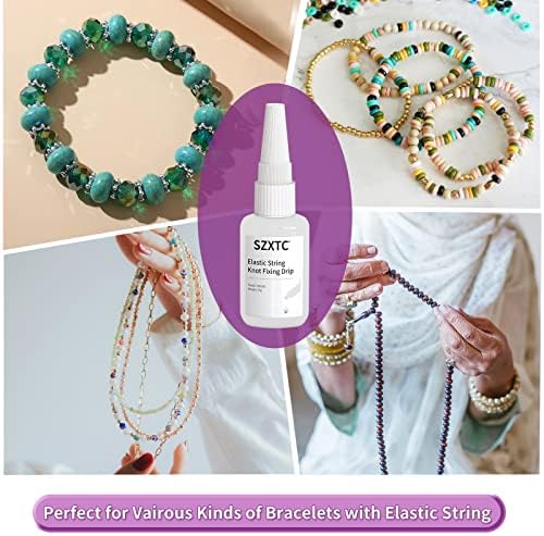 SZXTC 4 Pcs Clay Beads Bracelets Professional Elastic String Kont Fixing Drip, Keep Stretch String Braclet Stay Tied for Flat Round Polymer Heishi Beads Spacer Charm Jewelry Making Kit - Image 4