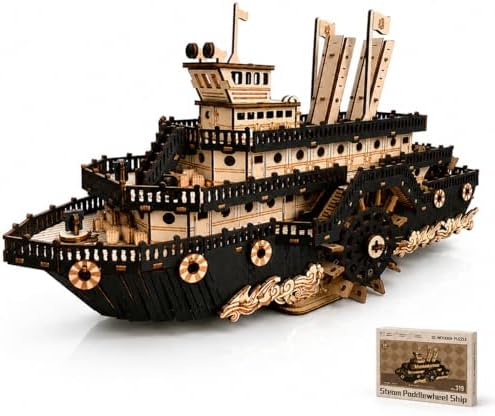 3D Wooden Puzzles for Adults,Paddle Steamer Ship Model Kit, Desk Décor,Gift by BeautifulTimesMadewithWoodenPuzzles