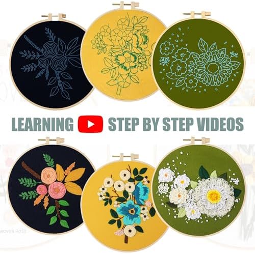 LX LERMX Embroidery Kits for Beginners, Adult Starter Cross Stitch Kit Needlepoint Complete DIY Kit with Unique Patterns, Hoop, Colorful Threads, Tools, Step by Step Instructions & Video Tutorial - Image 3