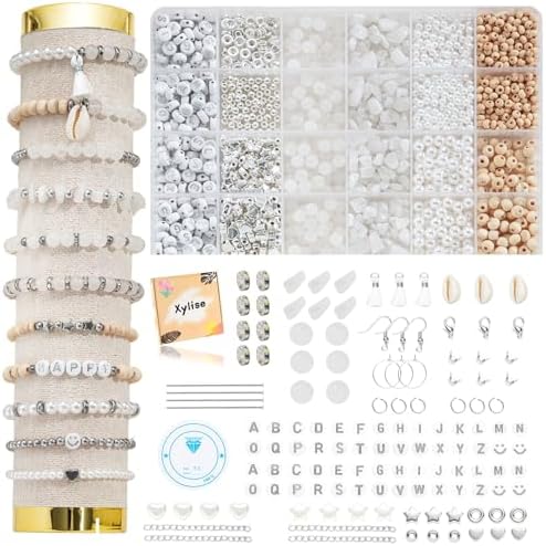 Xyliise Bracelet Making Kit Natürliche Perlen Set for Adults Beads for Bracelets Silver Jewelry Making Supplies DIY Jewelry Necklace Earrings (CZ006-White Jade) by Unknown