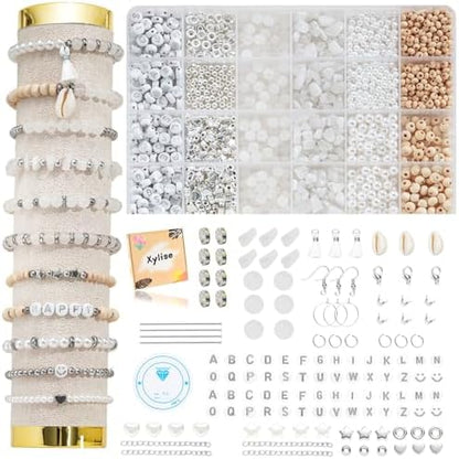 Xyliise Bracelet Making Kit Natürliche Perlen Set for Adults Beads for Bracelets Silver Jewelry Making Supplies DIY Jewelry Necklace Earrings (CZ006-White Jade) by Unknown