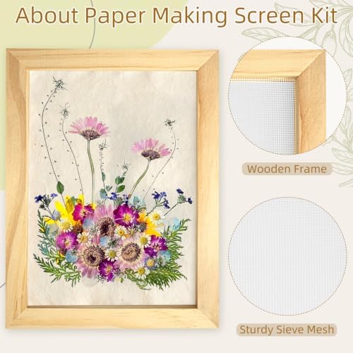 Erthskda Set of 4 Paper Making Screen Kit, Wooden Mould and Deckle Set - Image 3