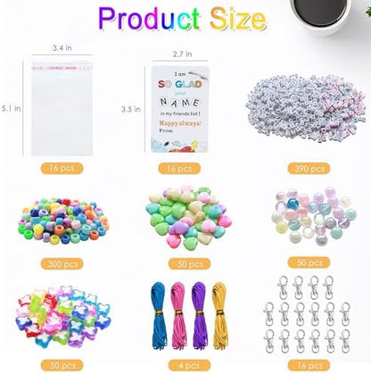 Tuhangcc 876 Pcs Back to School DIY Keychain Making Kit，Adjustable Letter Alphabet Beads Strings, Butterfly Beads,16 Charm Cards with Lobster Clasps & Strings for Welcome First Day of School Gift - Image 3