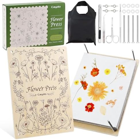 Caydo 11.8" x 8.3" 10 Layers Flower Press Kit for DIY Bookmark Pressed Flower Frame, Wooden Pressed Flower Kit & Plant Press for Adults, Bouquet Flower Preservation Kit, Ideal Gift for Craft Lovers by Caydo
