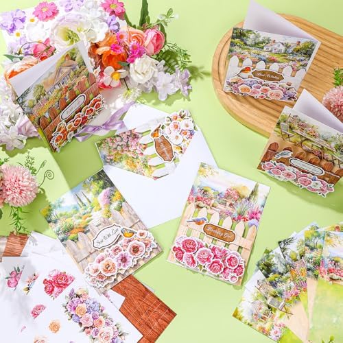 Gueevin 18 Set Flower Petals Picket Fence Card Making Kit with Foam - Image 4