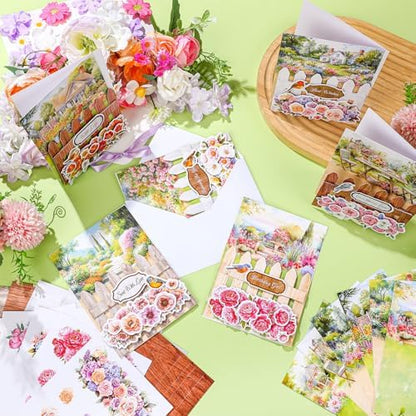 Gueevin 18 Set Flower Petals Picket Fence Card Making Kit with Foam - Image 4