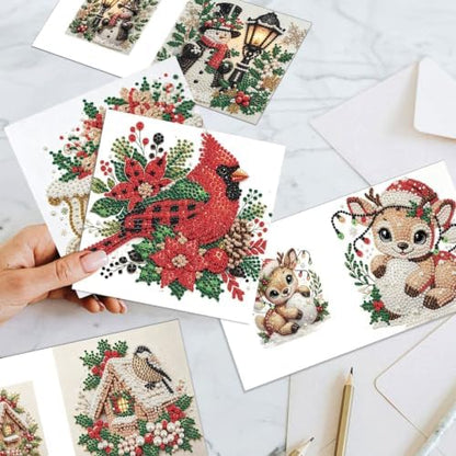 Artiphile DIY Pearl Art Painting Greeting Card Set Crafts Decor 6-Piece Foldable Cards Kit with Envelopes and Tools for Holiday Wishes Adult Crafting Project-Christmas - Image 7